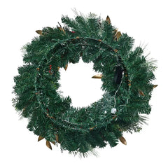 Berkley Jensen 28" Red Magnolia Wreath with LED Lights - USA MEGA SHOP