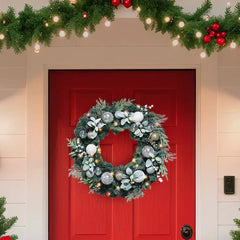 Berkley Jensen 28" Red Magnolia Wreath with LED Lights - USA MEGA SHOP