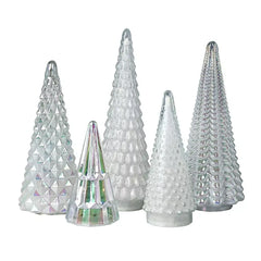 Berkley Jensen 5-Pc. Glass Christmas Trees Set with LED Lights - USA MEGA SHOP