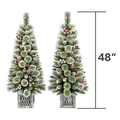 Berkley Jenson 4' Pre-lit Flocked Potted Trees, 2 pk. - USA MEGA SHOP