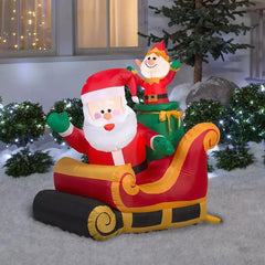 Gemmy Christmas 3.5' Inflatable Santa and Elf in Sleigh - USA MEGA SHOP