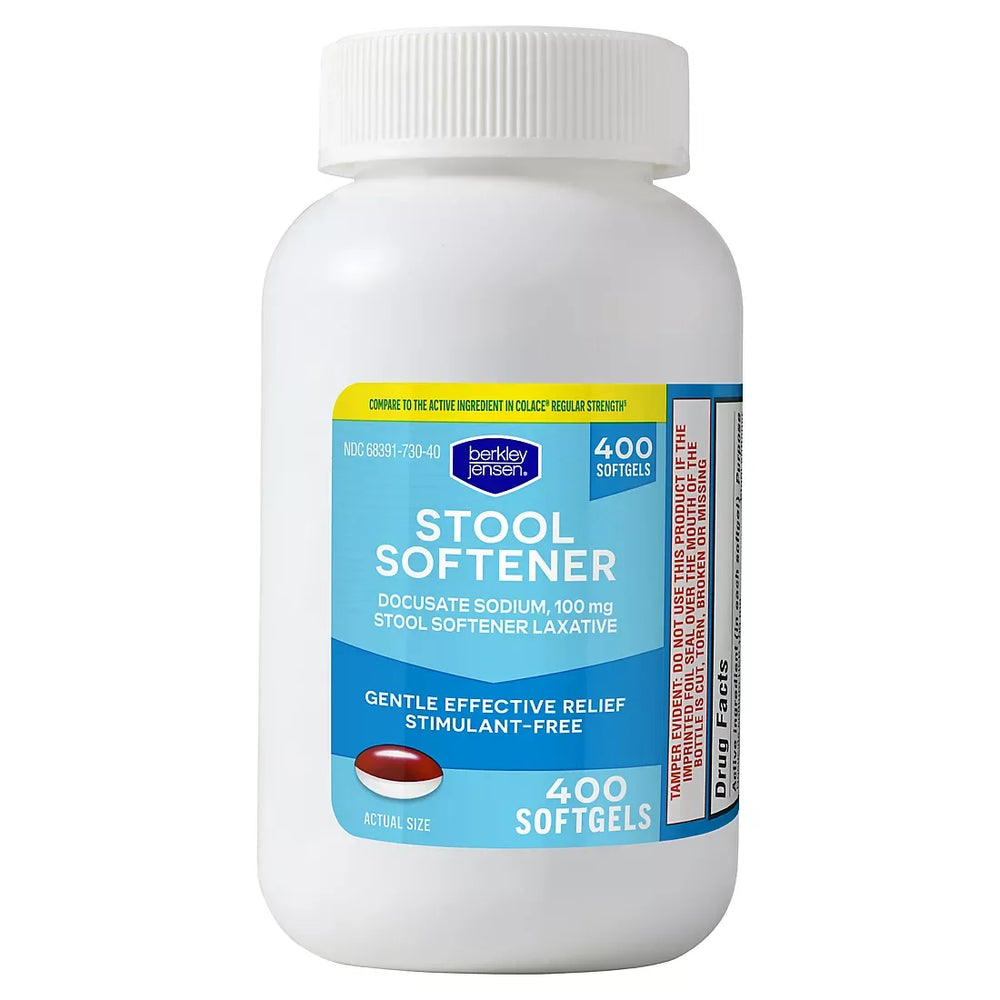 Berkley Jensen Stool Softener Docusate Sodium 100mg Softgels, 400 ct. - USA MEGA SHOP