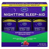 Berkley Jensen Night Time Sleep Aid Diphenhydramine HCl 50mg Liquid, 3 pk./12 fl. oz. - USA MEGA SHOP