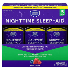 Berkley Jensen Night Time Sleep Aid Diphenhydramine HCl 50mg Liquid, 3 pk./12 fl. oz.