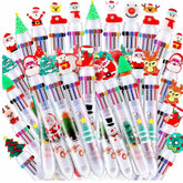 36pcs Christmas Multicolor Ballpoint Pens Set with 10-in-1 Colored Pens 0.7mm Fine Point Retractable Ballpoint Pens, Gel Ink Pens, Sticky Notes for Christmas Gift(Random style) - USA MEGA SHOP