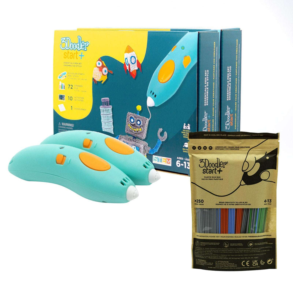 3Doodler Start+ 3D Pen Twin Pack Bundle w/Bonus Refill & Doodlepad