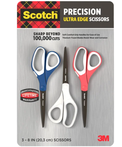 3M Scotch Precision Ultra Edge 8" Scissor Precision Ultra Edge 8" Scissor, 3-count - USA MEGA SHOP
