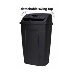 Mainstays Kitchen Trash Can, 13 Gallon Plastic Garbage Bin with Swing Top Lid, Black