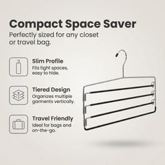 (4 pack) Mainstays Metal 4-Tier Pant & Skirt Hanger, Space Saving, Non-Slip, Heavy Duty & Slim Design