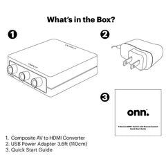 onn Composite AV to HDMI Converter, Black