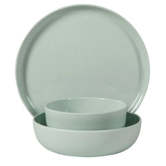 Gibson Home Candy Skies 12 Piece Unbreakable Wheat Straw Melamine Plates and Bowls Dinnerware Set - Outdoor, Camping, & Everyday Use - Matte Exterior/Shiny Interior Green