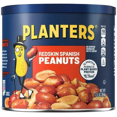 (6 pack) PLANTERS Redskin Spanish Peanuts, Roasted Salted Peanuts, Plant Based Protein, 12.5 oz Steel Can