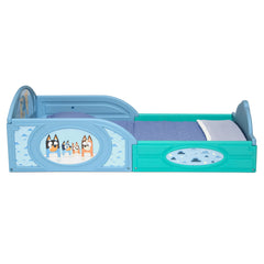 Bluey Sleep and Play Toddler Bed with Built-In Guardrails by Delta Children