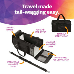 TrustyPup Easy Explorer Medium Guaranteed On-Board Travel Pet Carrier, Black, 16 lb Limit - USA MEGA SHOP