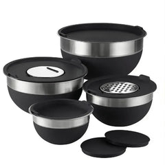 Tramontina 10-Piece Stainless Steel Mixing Bowls, Covers & Graters Included (Assorted Colors)