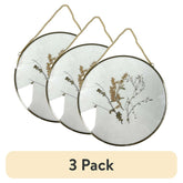 (3 pack) Mainstays Hanging Gold Circular Framed Glass Dried Pressed Floral Wall Decor, 9x9