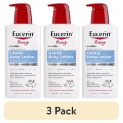 (3 pack) Eucerin Baby Lotion with Provitamin B5 and Shea Butter, Hypoallergenic, Fragrance Free, 13.5 fl oz