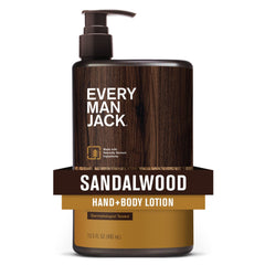 (3 pack) Every Man Jack Mens Sandalwood Hand & Body Lotion for All Skin Types - Dermatologist Tested & Hypoallergenic - Nourish Skin with Lightweight Fast Absorbing Natural Lotion - 13.5oz