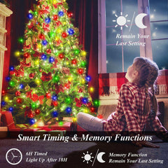 400 LED Christmas Tree Lights, Christmas Lights with 8 Light Modes & Memory Function, 6.6FT x 16 String Lights with Timing Function & Remote Control for Christmas Ornaments - Multicolor
