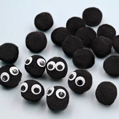 Hello Hobby Black Craft Pom Poms, 80 Piece