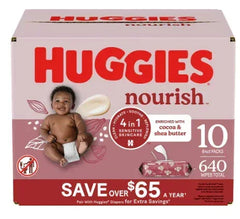 Huggies Nourish Scented Push Button Pack Baby Wipes, 10 pk.