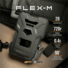 SPYPOINT Flex-m Cellular Trail Camera, 28MP Photos, 720p Video with Sound, Night Vision, Motion Activated, Dual-SIM LTE, 1 pack