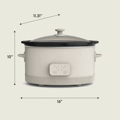 bella 6 Qt Digital Programmable Slow Cooker with Ceramic Nonstick Coating, Adjustable Temperature & Cooking Time, Dishwasher Safe Pot & Tempered Glass Lid, Oatmilk