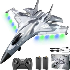 4DRC G1 RC Plane with 2 Take-off Modes, 2 Batteries and Light, 2.4GHz 4 Channel 6 Axis Gyro Stabilizer RTF Glider Remote Control Aircraft Planes Jet Fighter Toys Gift for Boys Kids Adults Beginners