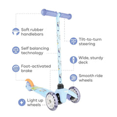 Bluey Light Up Wheel Tilt and Turn Toddler Scooter, 3 Wheel Kick Scooter for Kids Ages 3+, Blue - USA MEGA SHOP