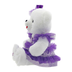 Snowflake Girl 2025 Teddy Bear Christmas Plush in Dress, White and Purple, 15", by Holiday Time - USA MEGA SHOP