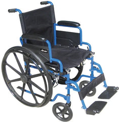 Drive Medical Blue Streak Wheelchair with Flipback Desk Arms, Elevating Leg Rests, 18" Seat, Steel Frame