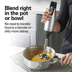 Hamilton Beach Immersion Hand Blender for Kitchen with Blending Wand, Whisk & Chopping Bowl, Silver