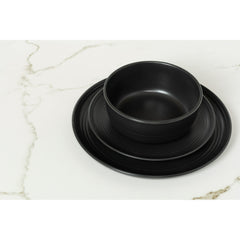 10 Strawberry Street Double Line 16 Piece Dinnerware Set, Matte Black
