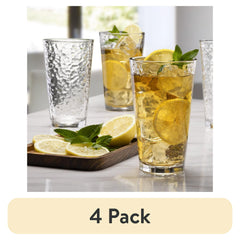 (4 pack) Mainstays Annesdale Glass Drinking Beverage Glasses, 16 oz (Set of 8)