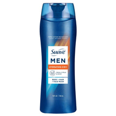 (4 pack) Suave Men Hydrating 3-in-1 Body, Hair & Face Wash with Glycerin and Vitamin E, 18 fl oz