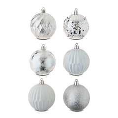 50-Count Silver and White Shatterproof Christmas Ornaments, by Holiday Time - USA MEGA SHOP