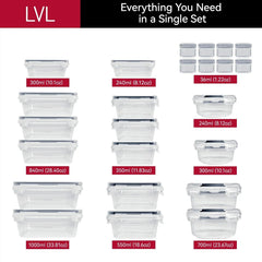 50 Pcs Food Storage Containers with Lids Airtight, Plastic Meal Prep Container for Pantry & Kitchen Organization & bento box & snack containers, BPA-Free, Leak-Proof with Labels & Marker Pen