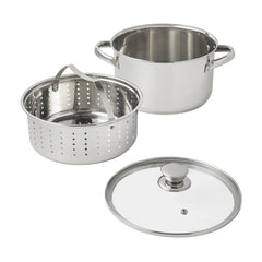 Mainstays Stainless Steel 4-Quart Steamer Pot with Glass Lid, Induction Compatible, Dishwasher Safe, Veggies, Fish