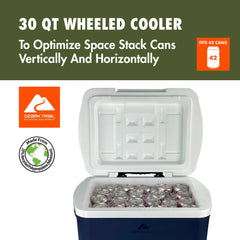 Ozark Trail 30 Quart Capacity Hard Side Wheeled Cooler, 42-Can, Blue - USA MEGA SHOP