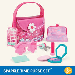 Battat Sparkle Time Pink Purse Set with Phone Keys Card Makeup, Toddler and Preschool Toys - USA MEGA SHOP