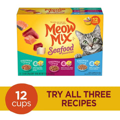 Meow Mix Savory Morsels Seafood Favorites Variety Pack, 2.75 oz Can (12 Pack) - USA MEGA SHOP