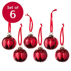 6 Count Red Glass Ball Christmas Ornaments, 3", by Holiday Time - USA MEGA SHOP