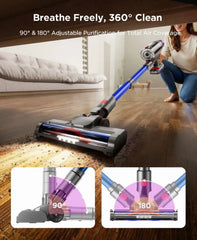 Hosaud Cordless Vacuum Cleaner - 45000pa 550W 55mins 2600mAh Lightweight Stick Vacuum Cleaners for Home Pet Hair Carpet Floor Purple - USA MEGA SHOP