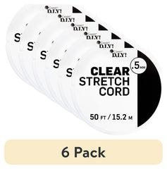 (6 pack) Cousin DIY 0.5 mm Clear Elastic Stretch Cord, 50 ft Roll, Jewelry Making