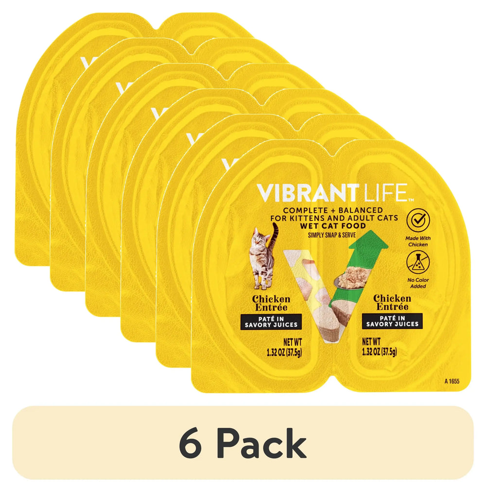 Vibrant Life Chicken Pate in Savory Juices Wet Cat Food, Grain-Free, 2.64 oz Split Tray