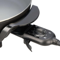 Mainstays 12" Round Ceramic Skillet, Black,Nonstick, 1200W, Removable Temp Control, Dishwasher Safe - USA MEGA SHOP