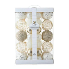 62 Count White and Gold Shatterproof Christmas Ornaments, by My Texas House