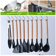 Kitchen Utensils Set- 19 Pcs Silicone Cooking Utensils Set for Nonstick Cookware-Silicone Spatulas Set, Kitchen Gadgets Tools, Pots and Pans Accessories-(Black 19 PCS Set) - USA MEGA SHOP