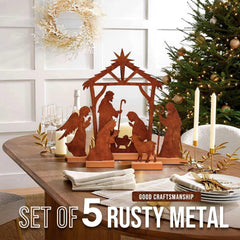 Ayieyill Christmas Tabletop Decorations Indoor 5pcs Nativity Scene Christmas Decor Xmas Decoration