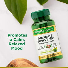 Nature’s Bounty Ashwagandha KSM-66 with L-Theanine Dietary Supplement, Tablets, 50 Count